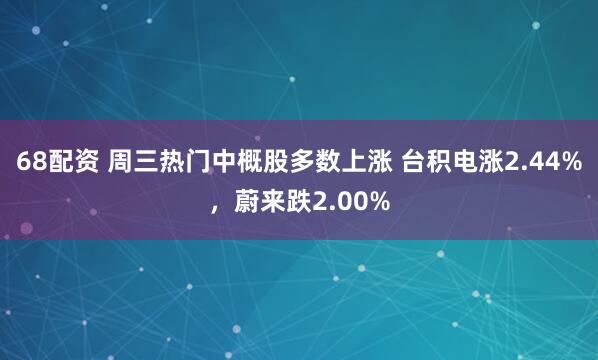68配资 周三热门中概股多数上涨 台积电涨2.44%，蔚来跌2.00%