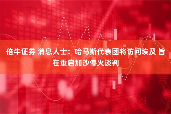 倍牛证券 消息人士：哈马斯代表团将访问埃及 旨在重启加沙停火谈判